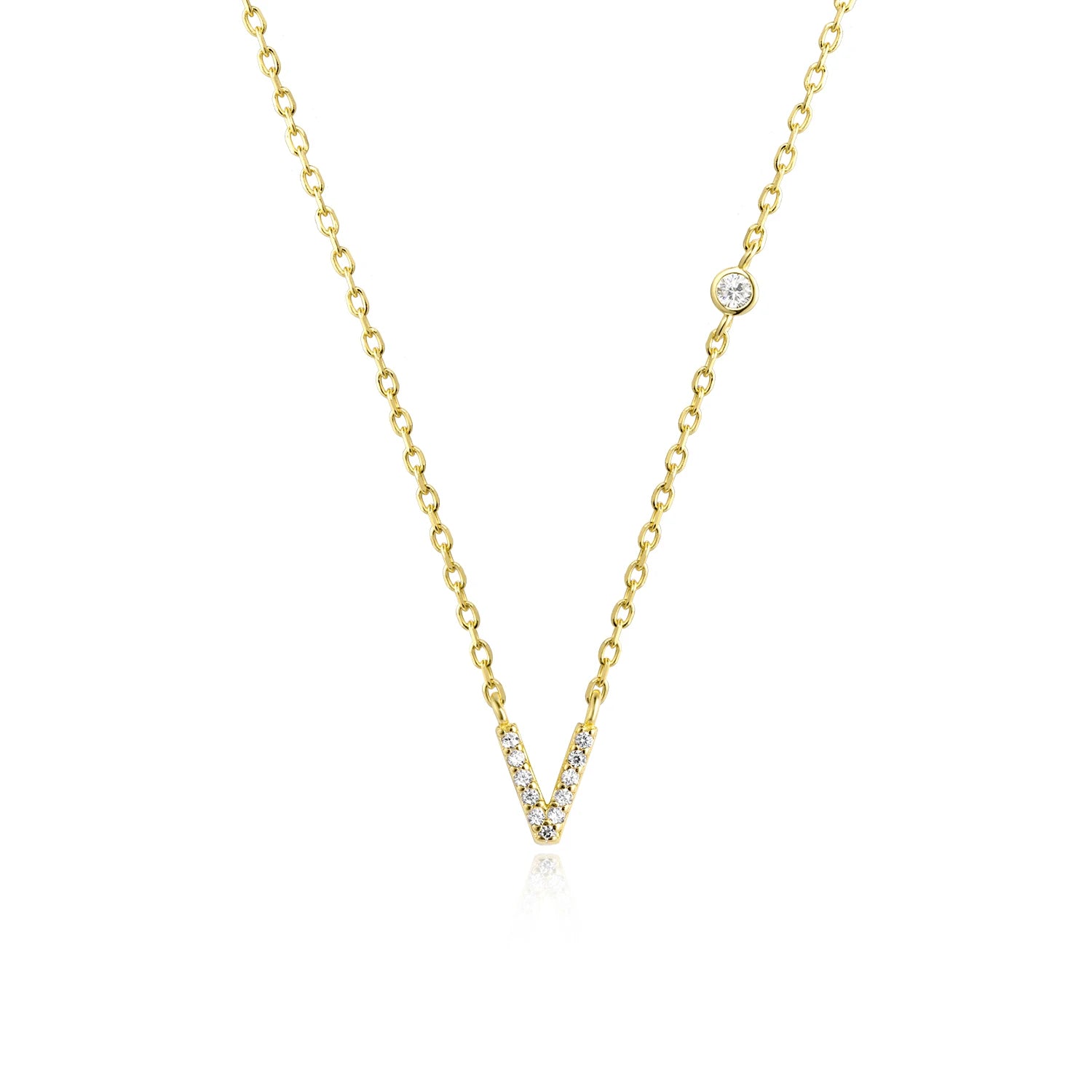 925 Silver Zircon Initial Necklace
