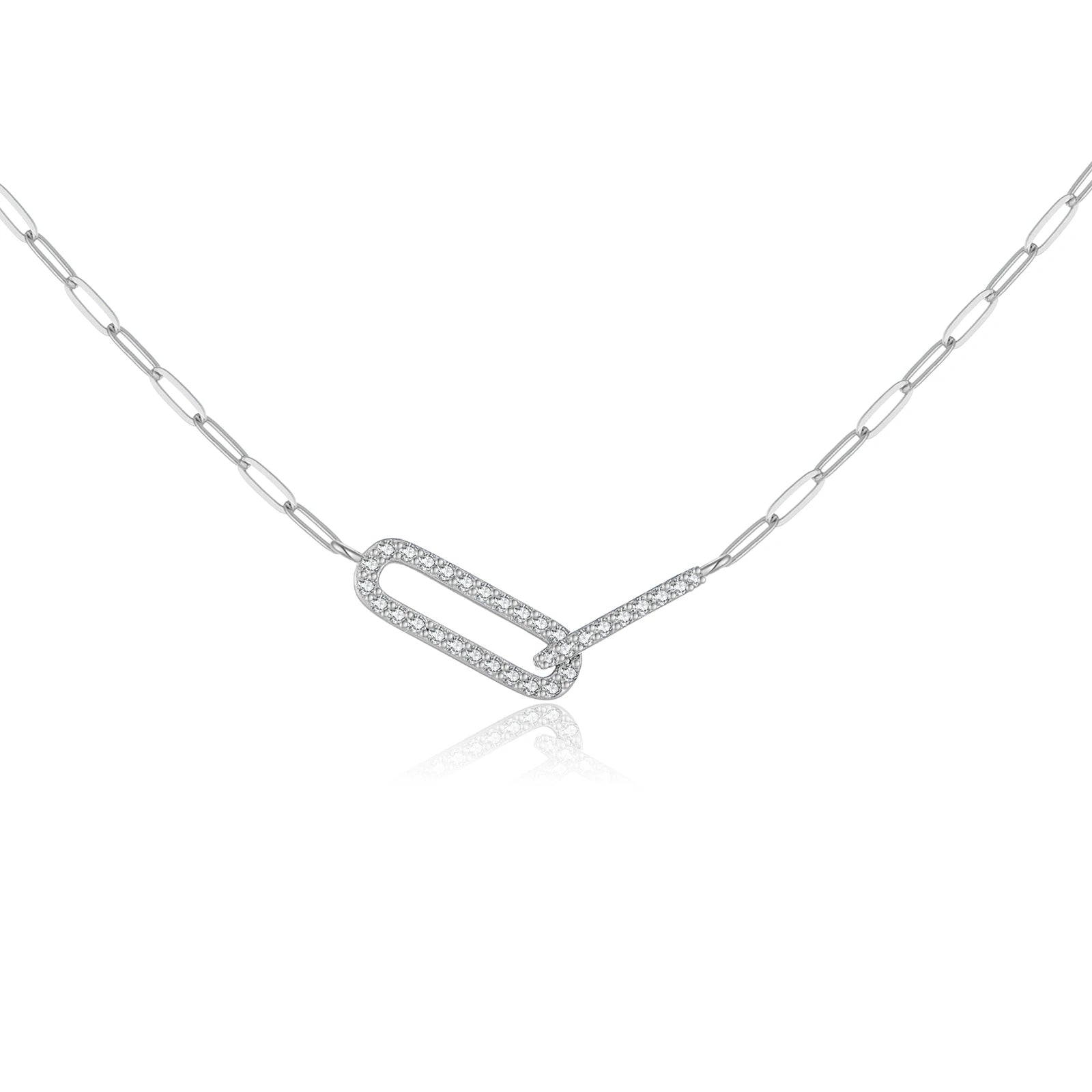 925 Silver Interlock Zircon Necklace