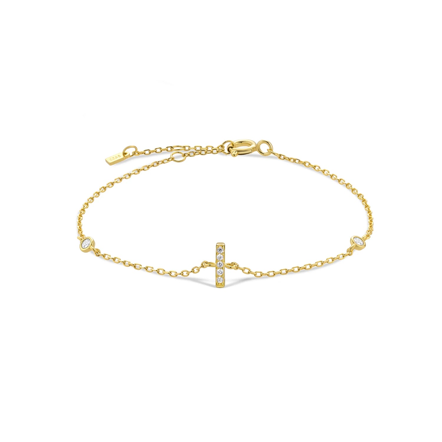 925 Silver Initial Zircon Bracelet
