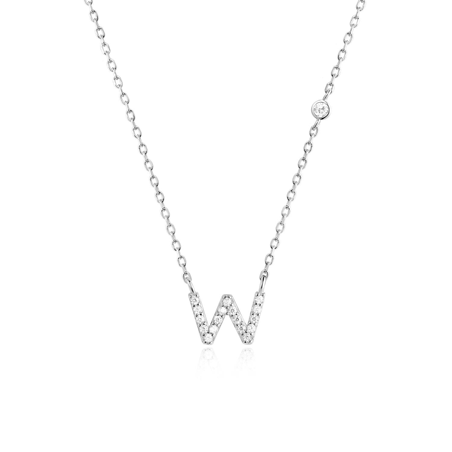 925 Silver Zircon Initial Necklace