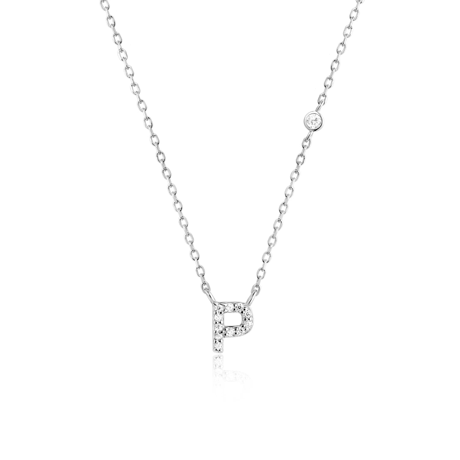 925 Silver Zircon Initial Necklace