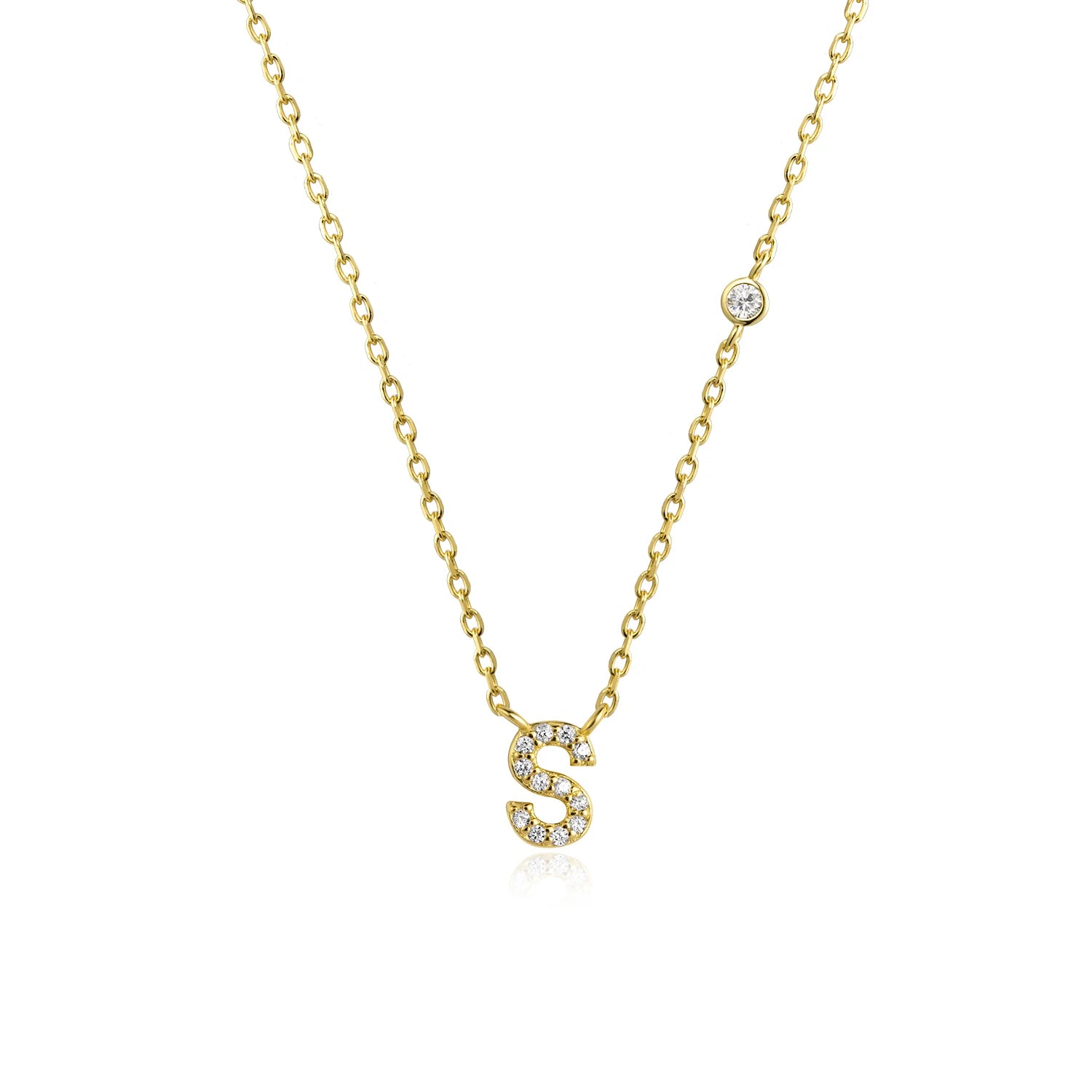 925 Silver Zircon Initial Necklace
