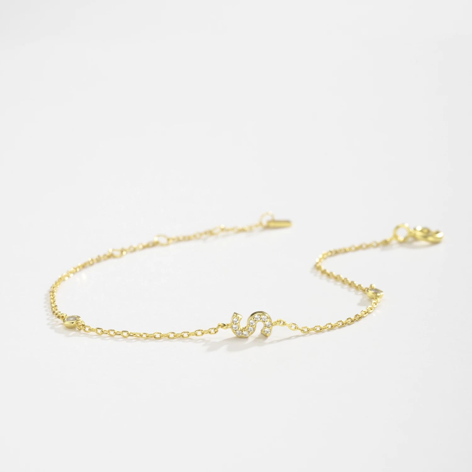 925 Silver Initial Zircon Bracelet
