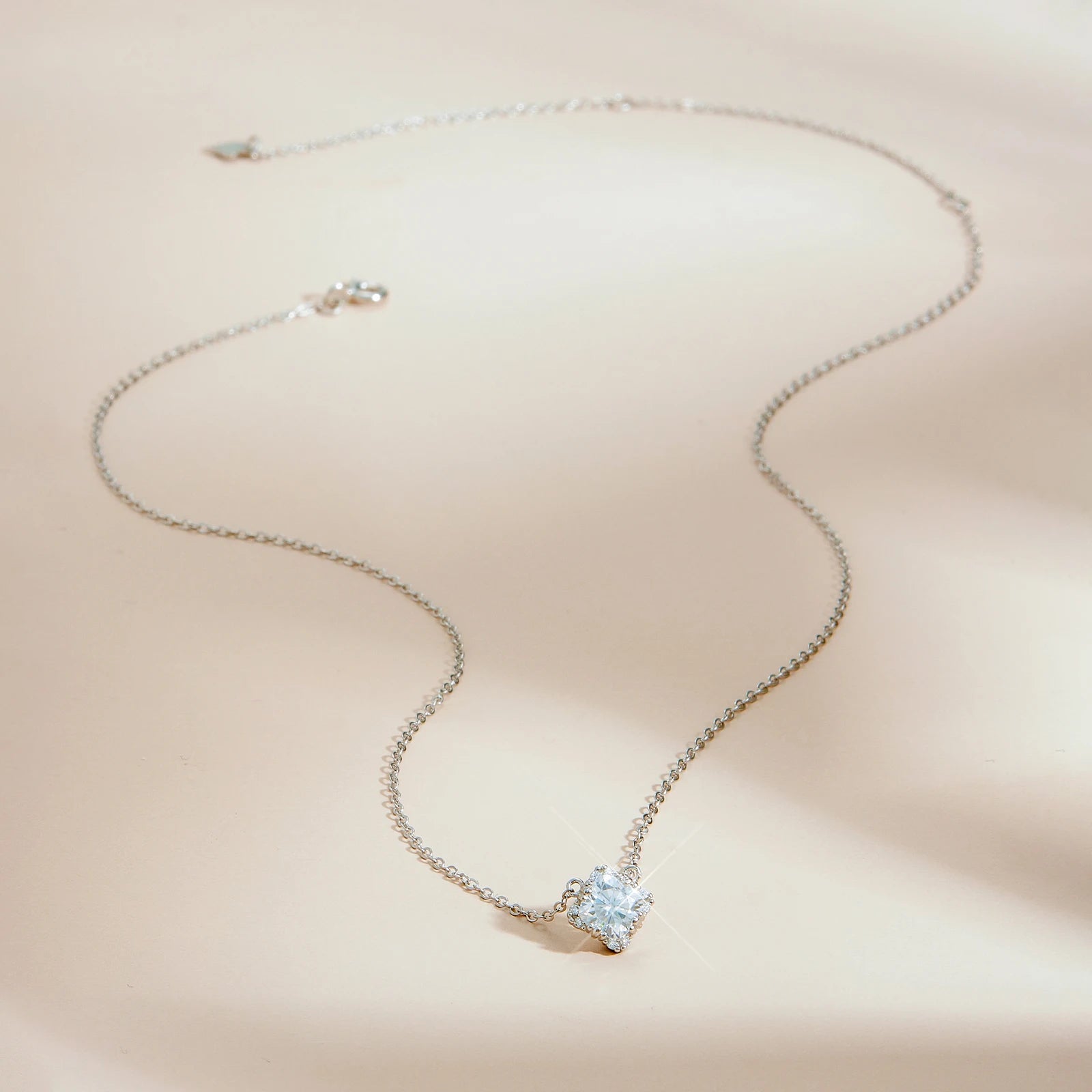 925 Silver Cushion Cut Moissanite Necklace