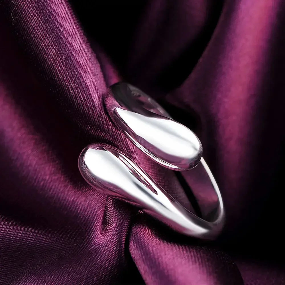Elegant Water Drop Sterling Silver Ring