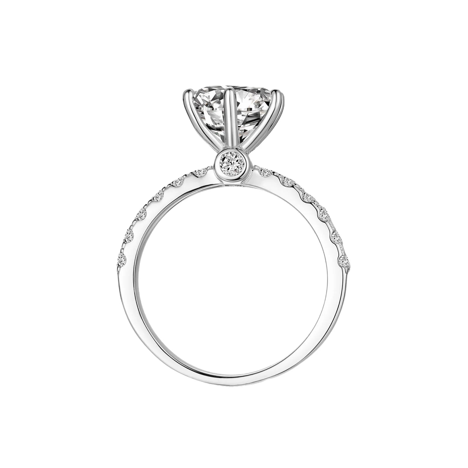 3 Carat VVS Moissanite Solitaire Ring in Sterling Silver