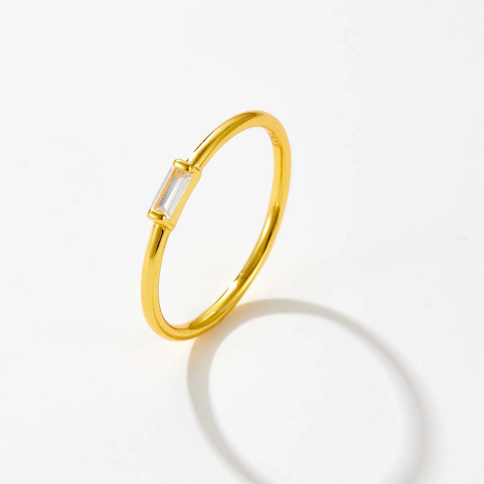 925 Sterling Silver Gold CZ Crystal Ring