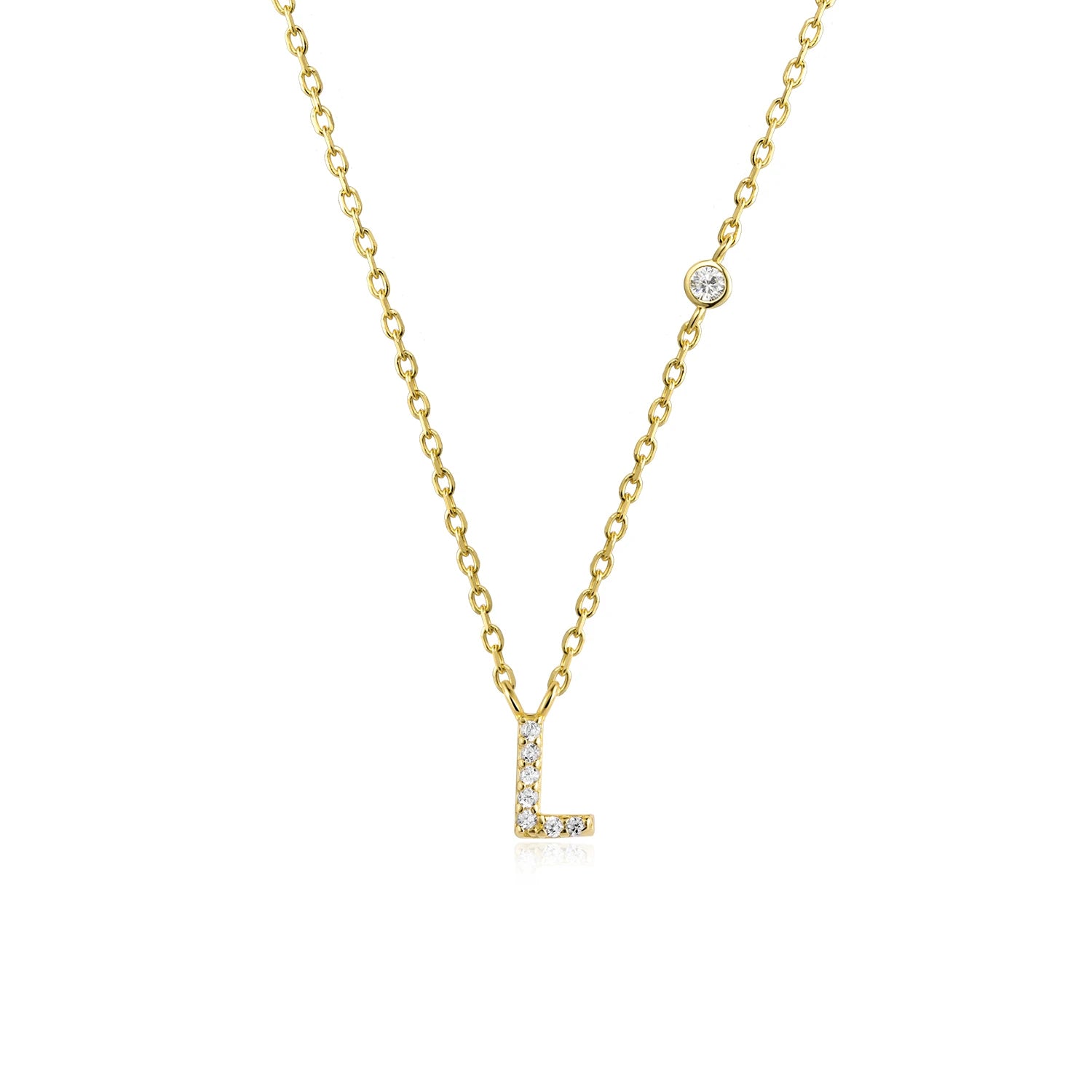 925 Silver Zircon Initial Necklace