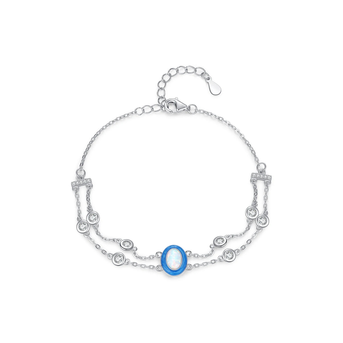 Gradient Opal Double-Layer Charm Bracelet