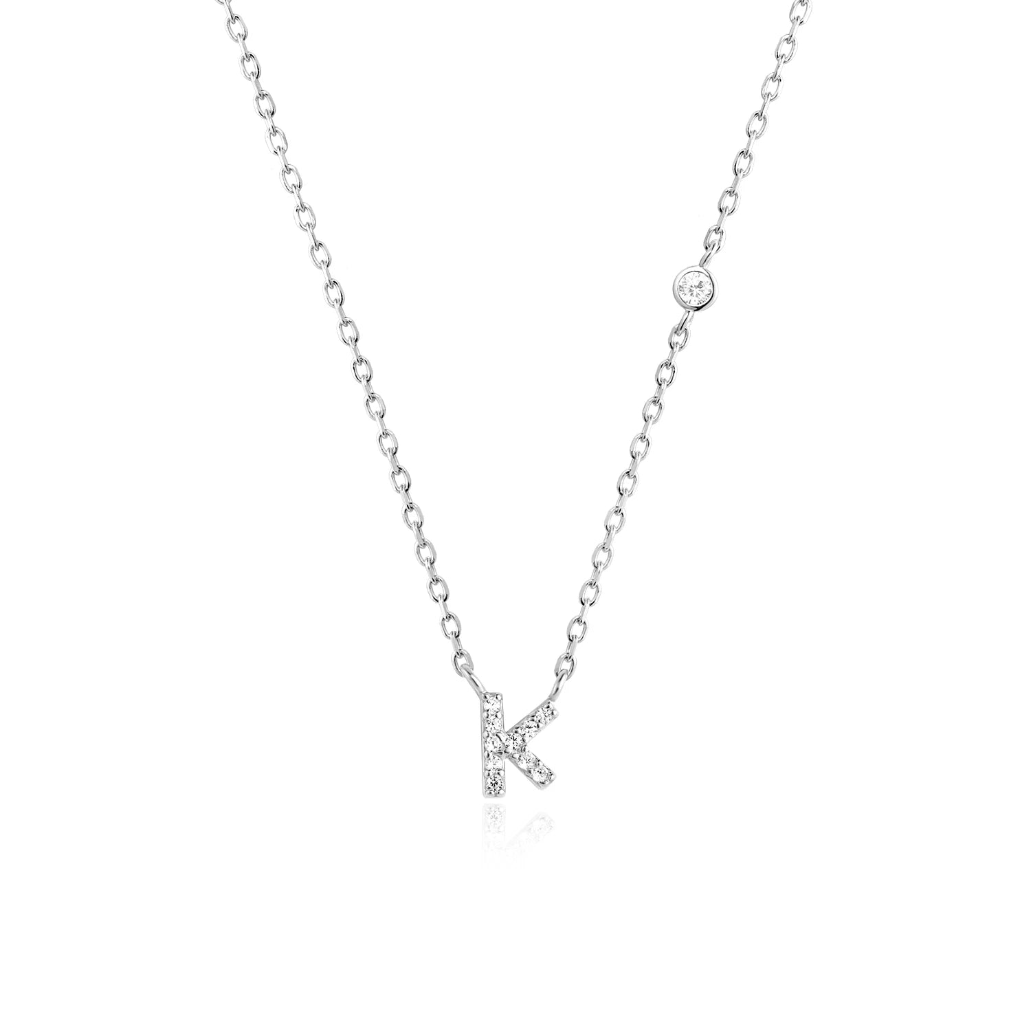 925 Silver Zircon Initial Necklace