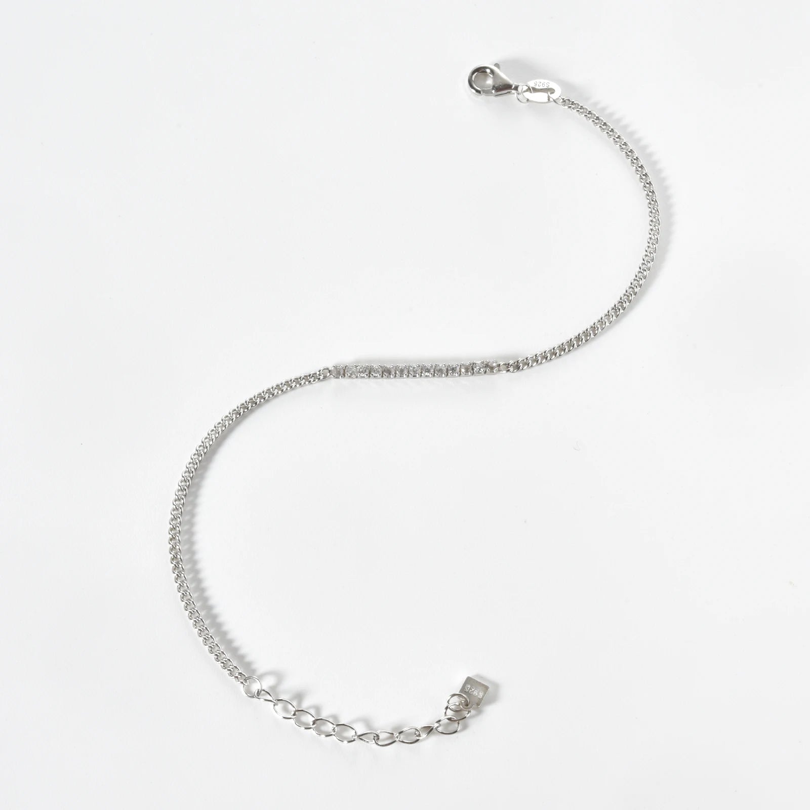 925 Silver Zircon Chain Bracelet