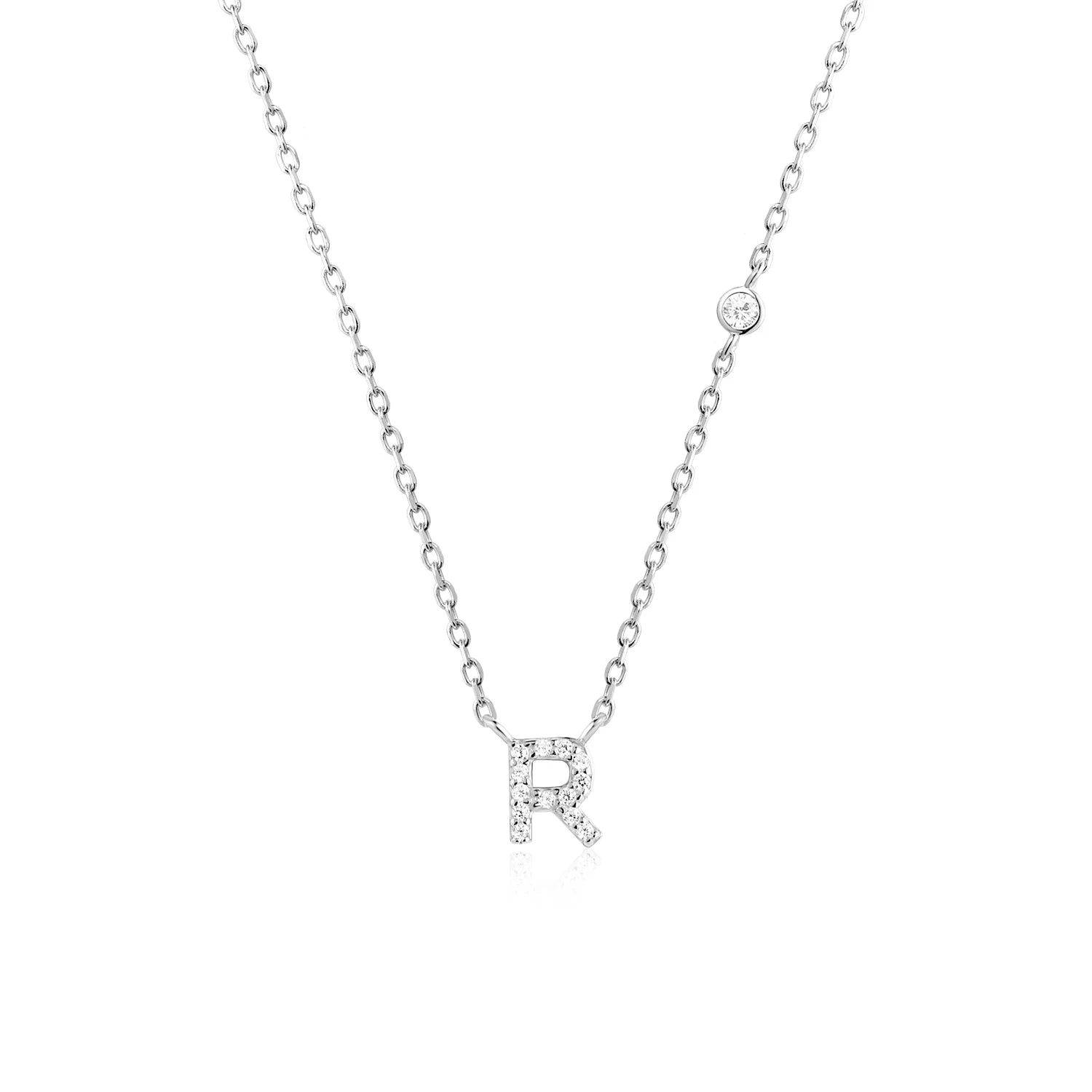925 Silver Zircon Initial Necklace