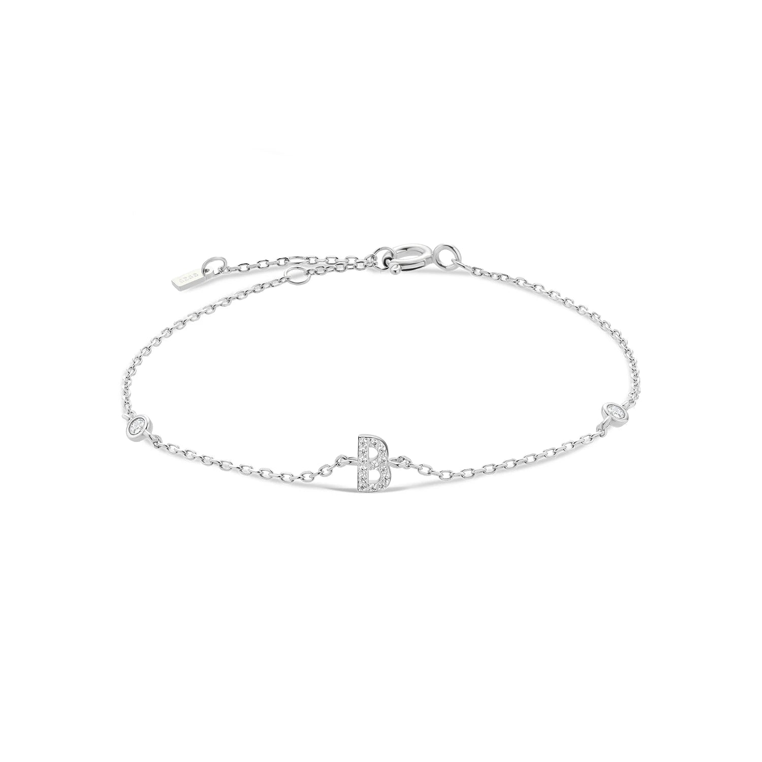 925 Silver Initial Zircon Bracelet