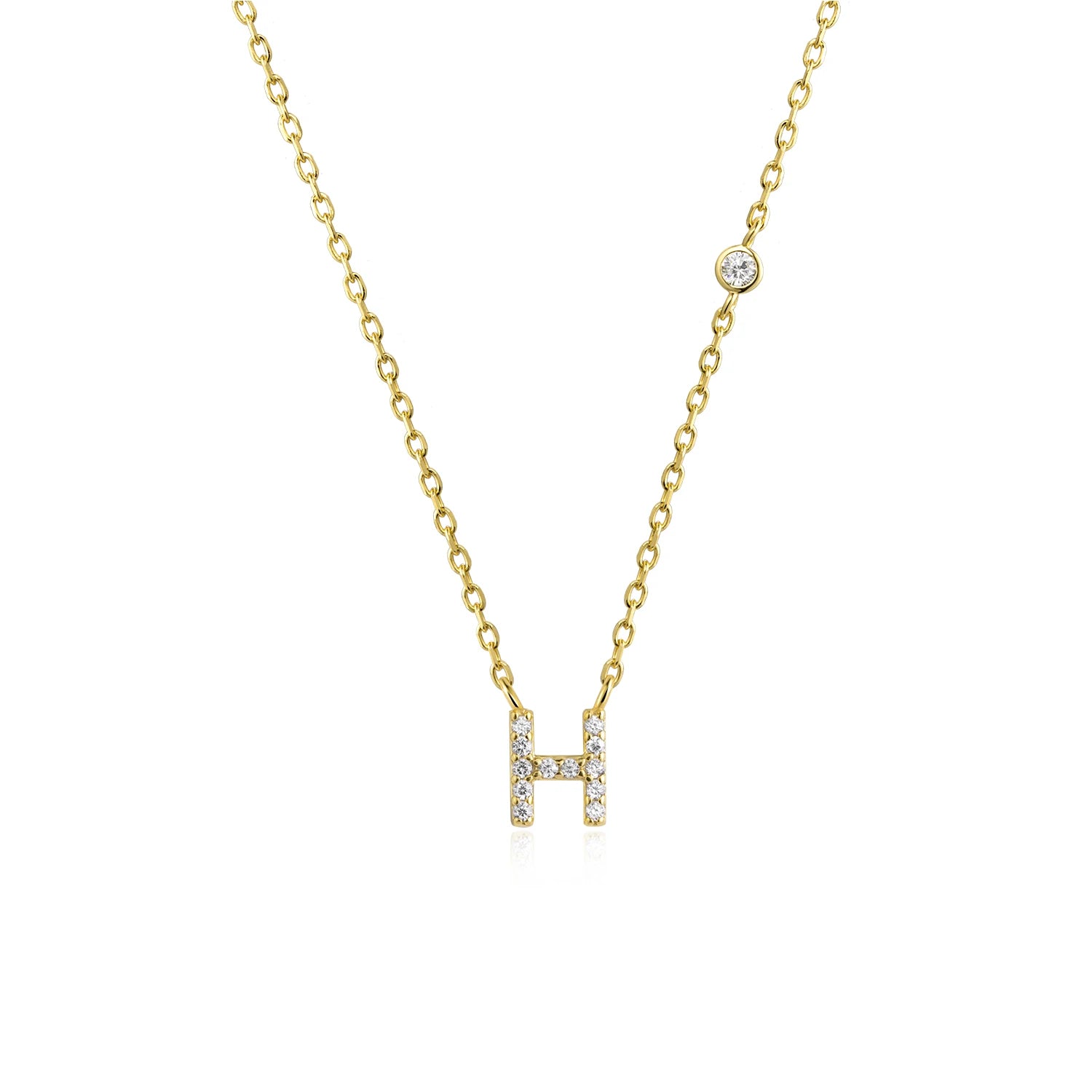925 Silver Zircon Initial Necklace