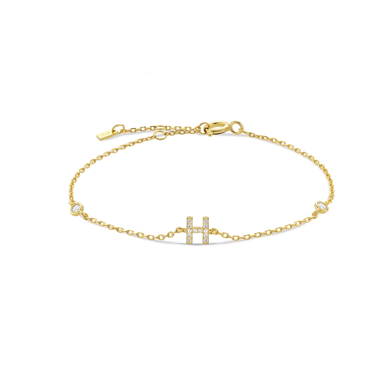 925 Silver Initial Zircon Bracelet