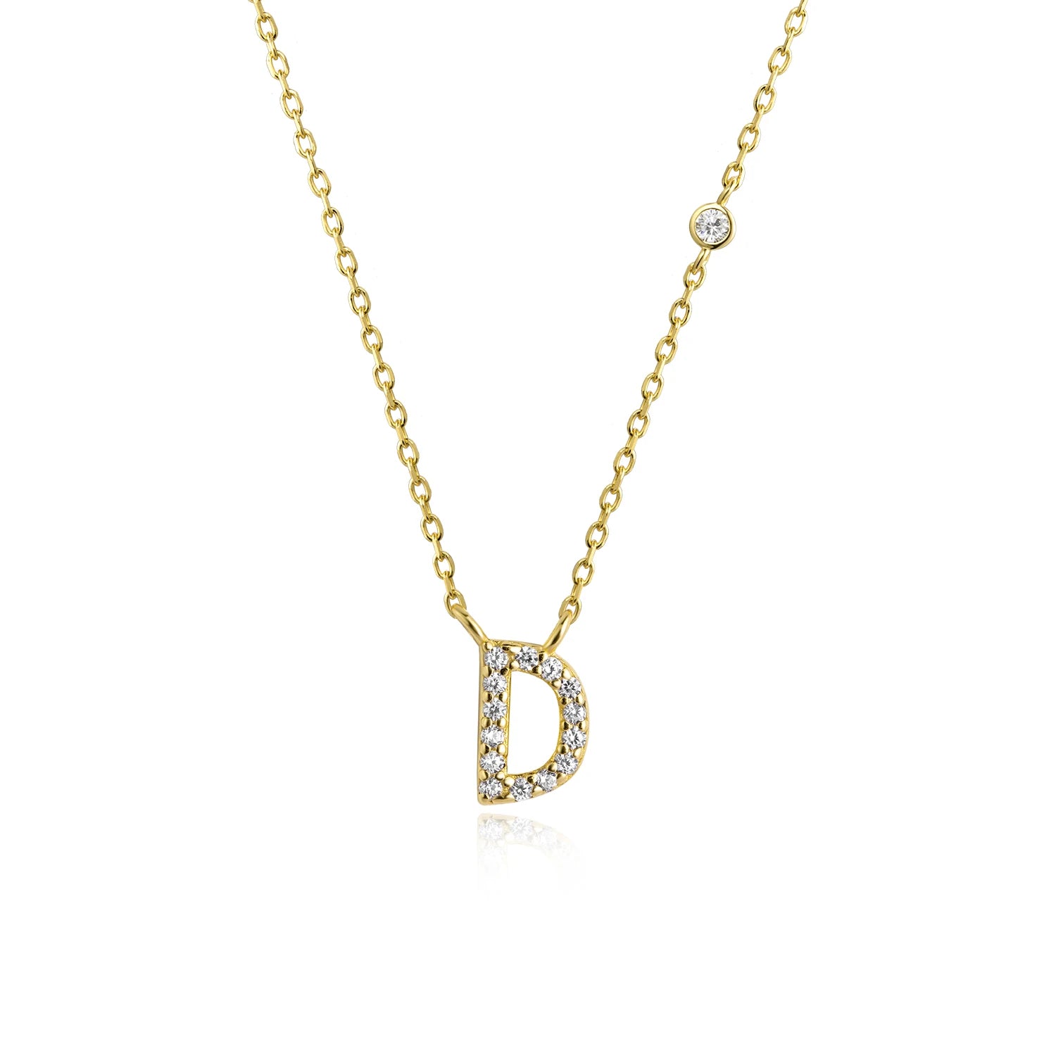 925 Silver Zircon Initial Necklace