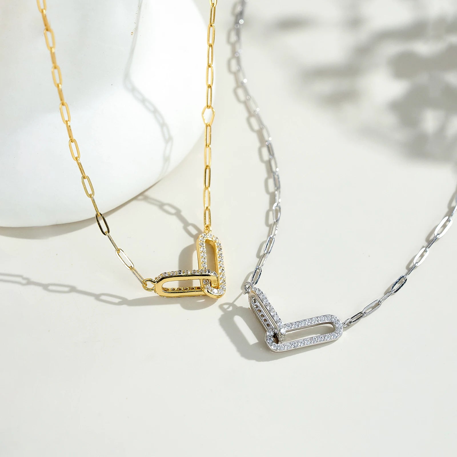 925 Silver Interlock Zircon Necklace