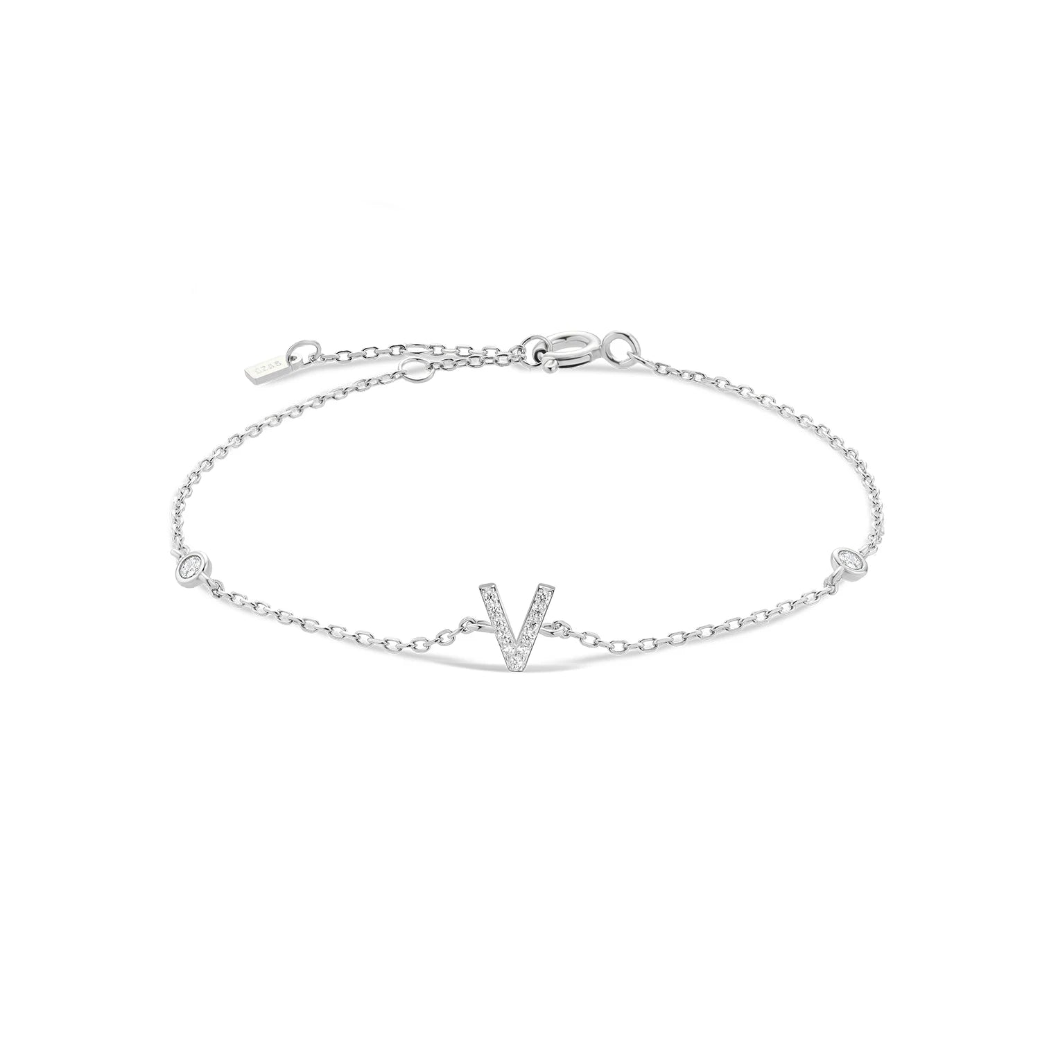 925 Silver Initial Zircon Bracelet