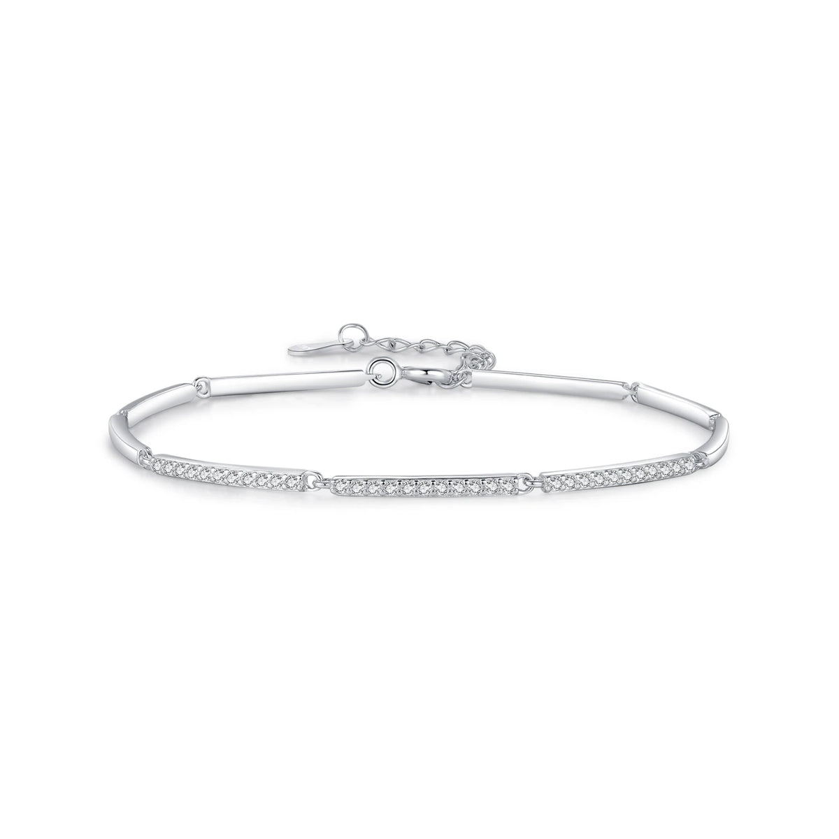 Dainty Pavé Rectangle Silver Bracelet