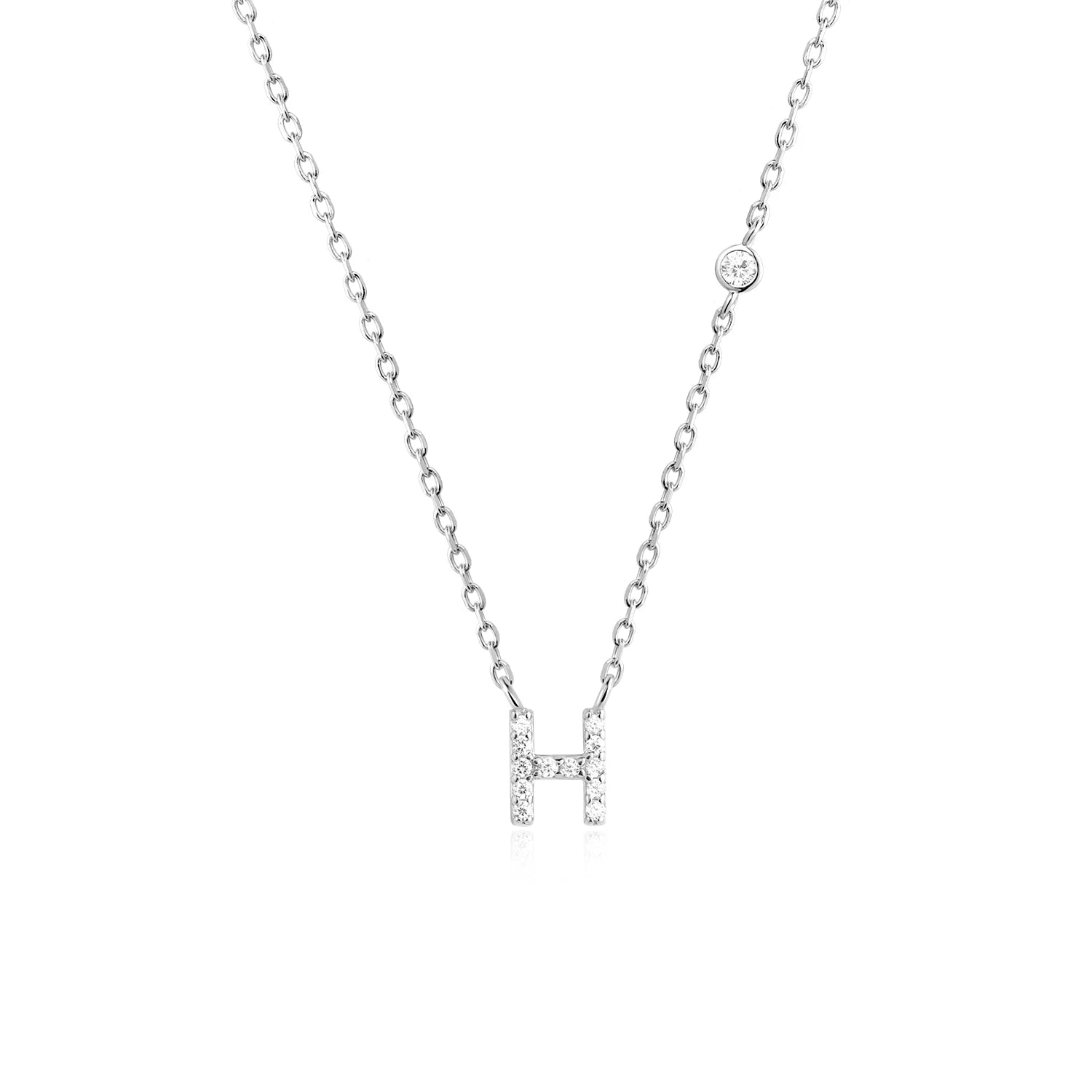 925 Silver Zircon Initial Necklace