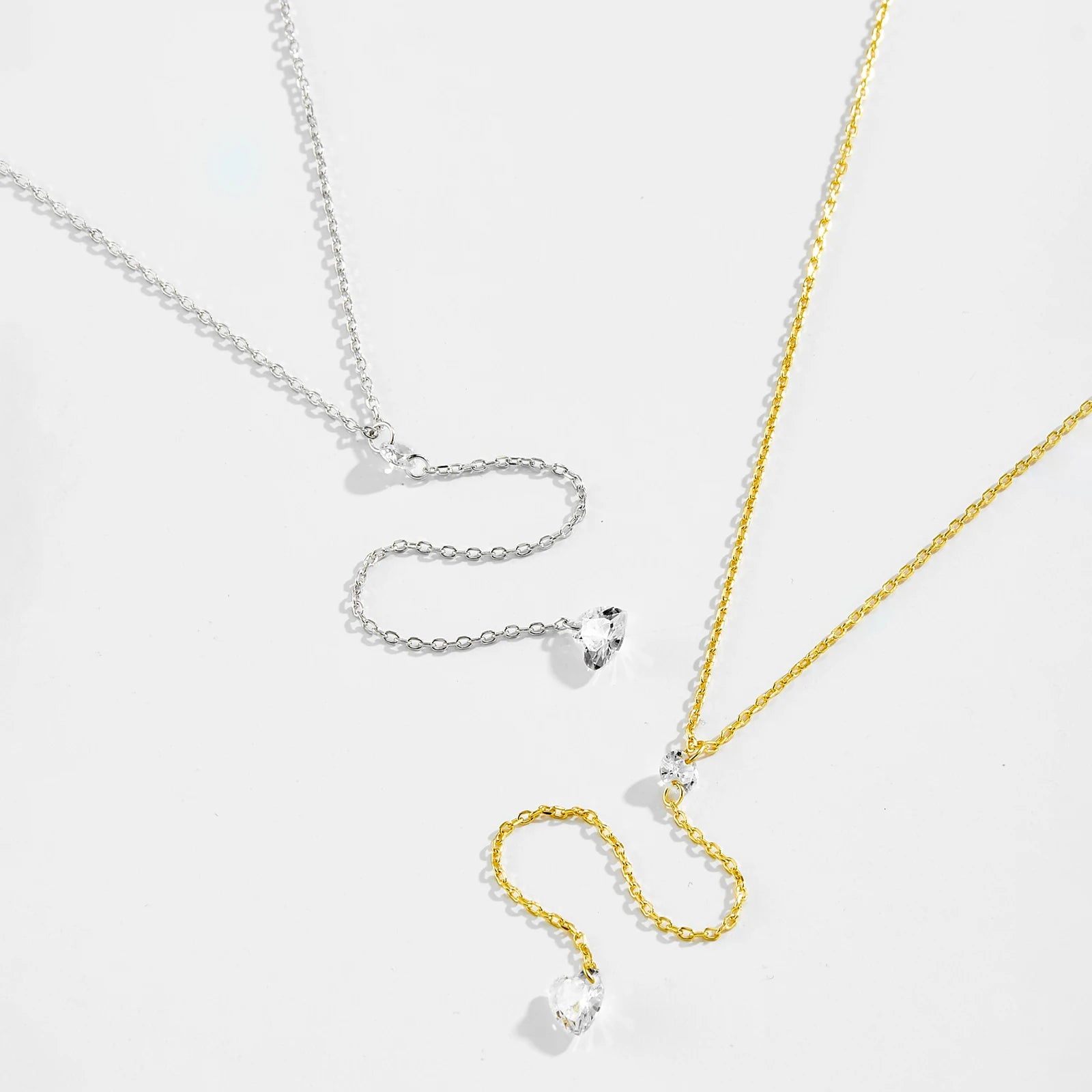 925 Silver Heart Drop Y Necklace