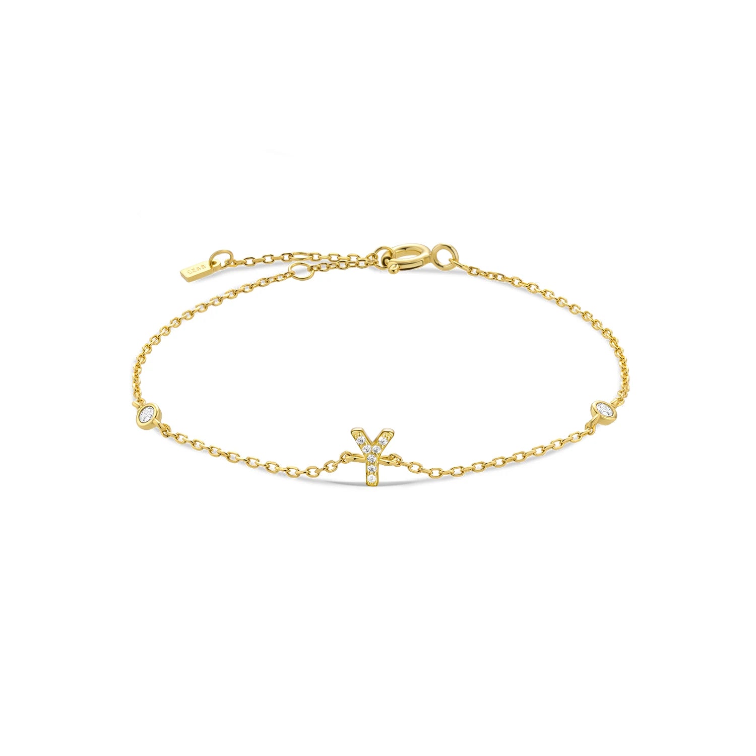 925 Silver Initial Zircon Bracelet