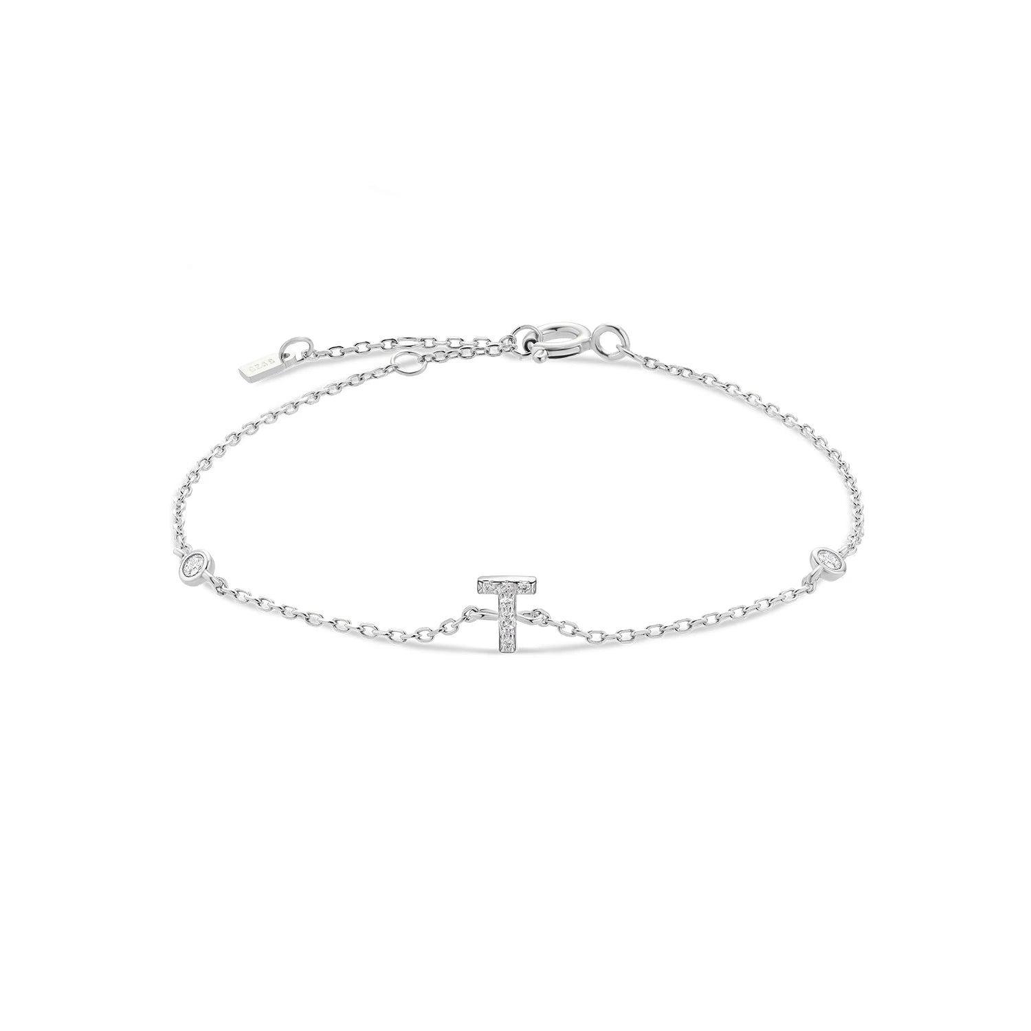 925 Silver Initial Zircon Bracelet