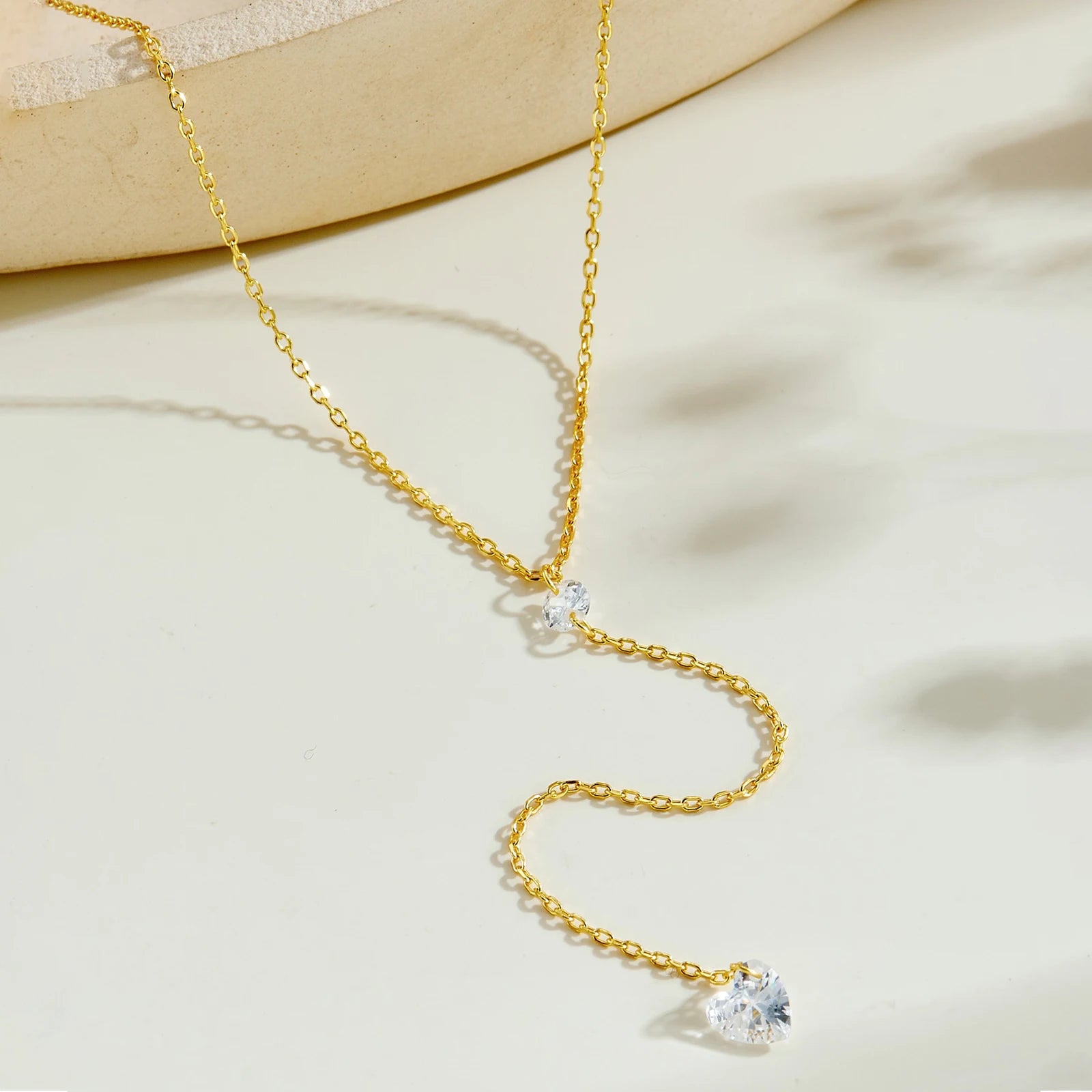 925 Silver Heart Drop Y Necklace