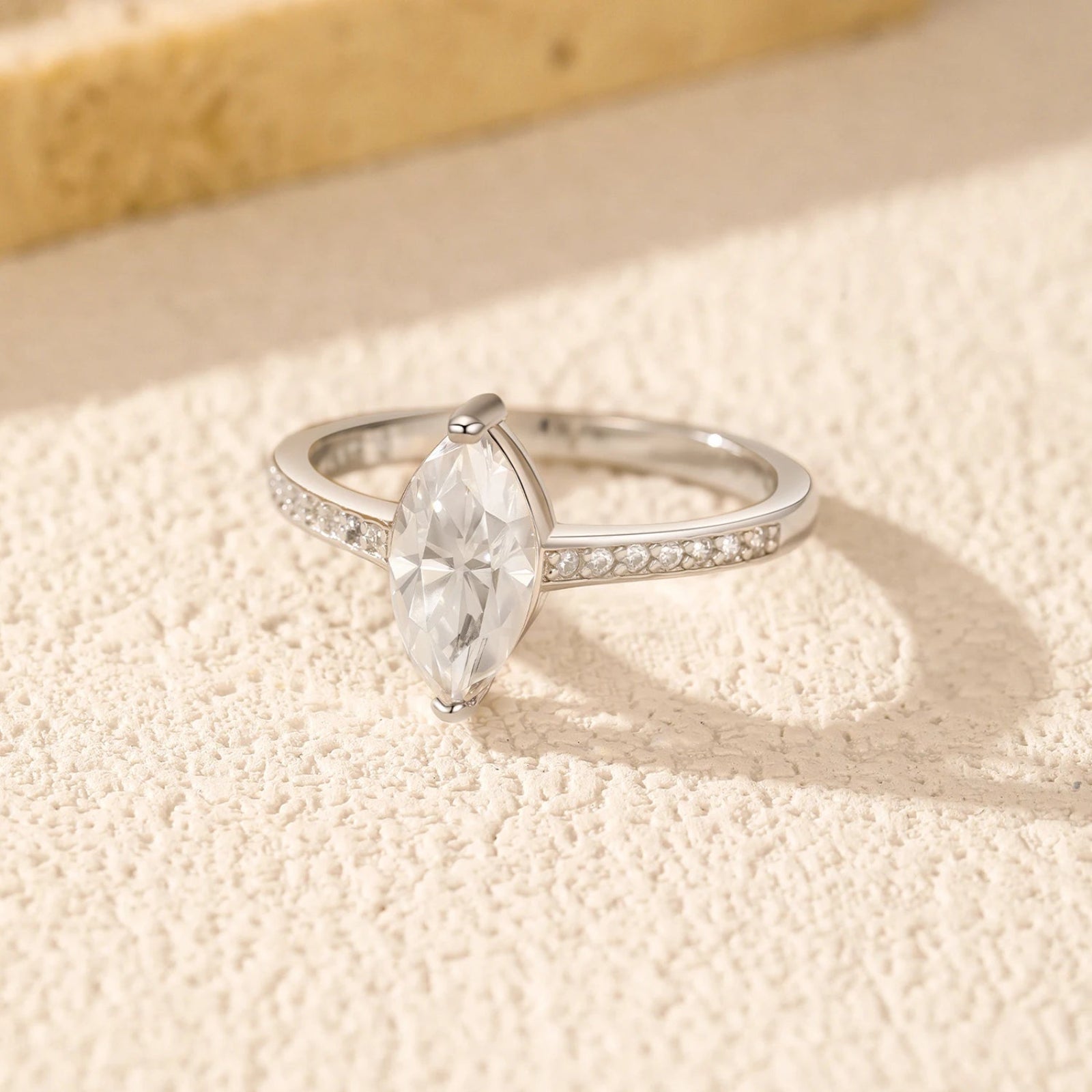 S925 Sterling Silver Marquise Moissanite Ring