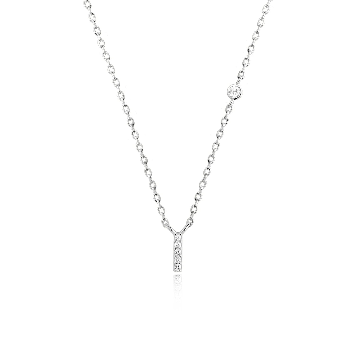 925 Silver Zircon Initial Necklace