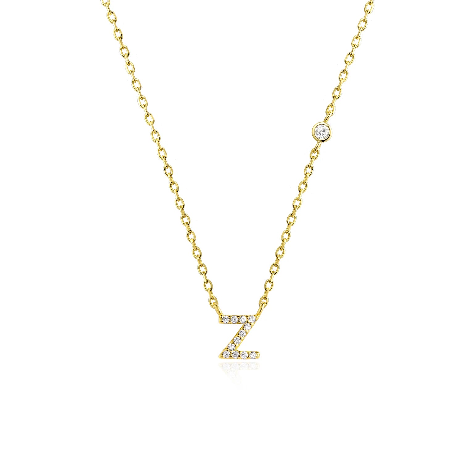 925 Silver Zircon Initial Necklace