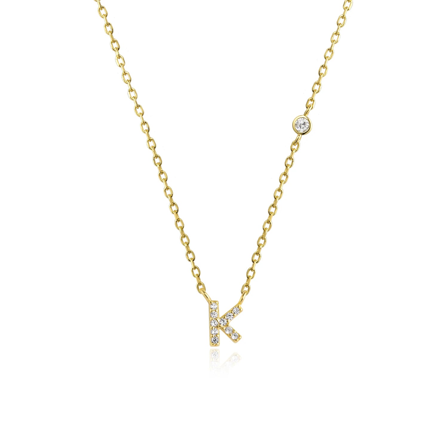 925 Silver Zircon Initial Necklace