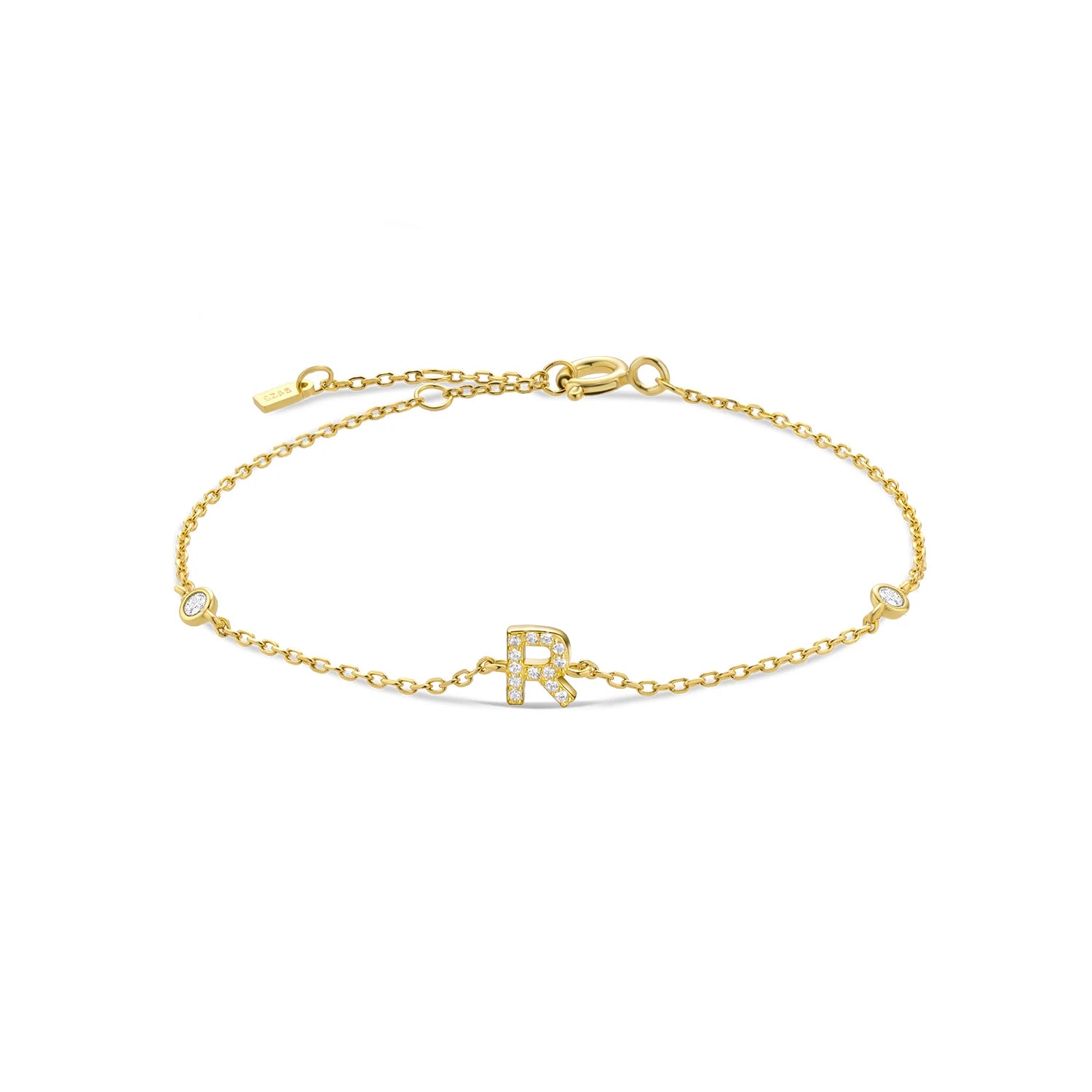 925 Silver Initial Zircon Bracelet