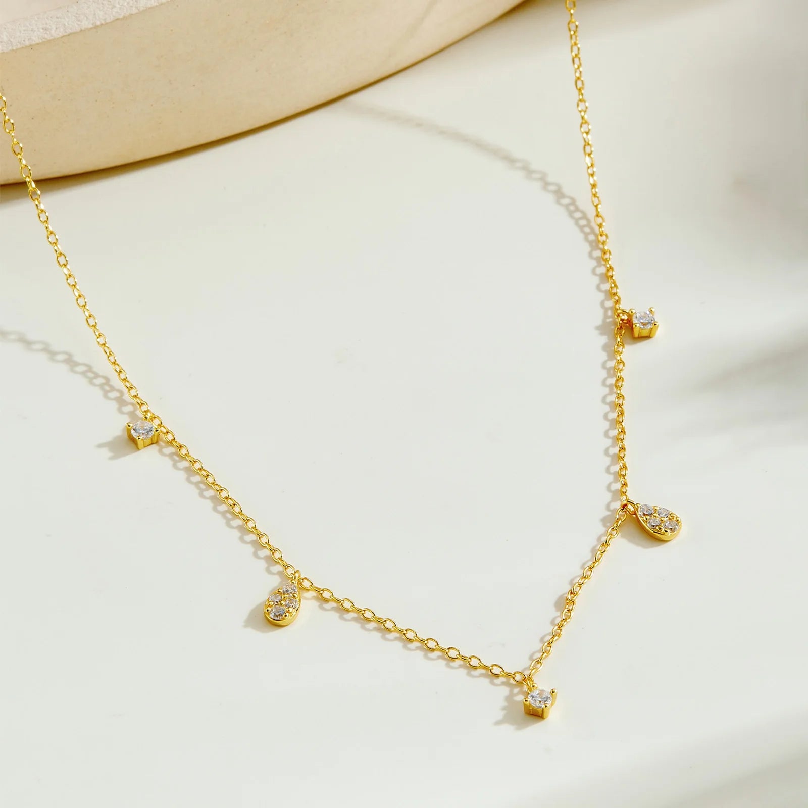 925 Silver Pear Cut Zircon Necklace
