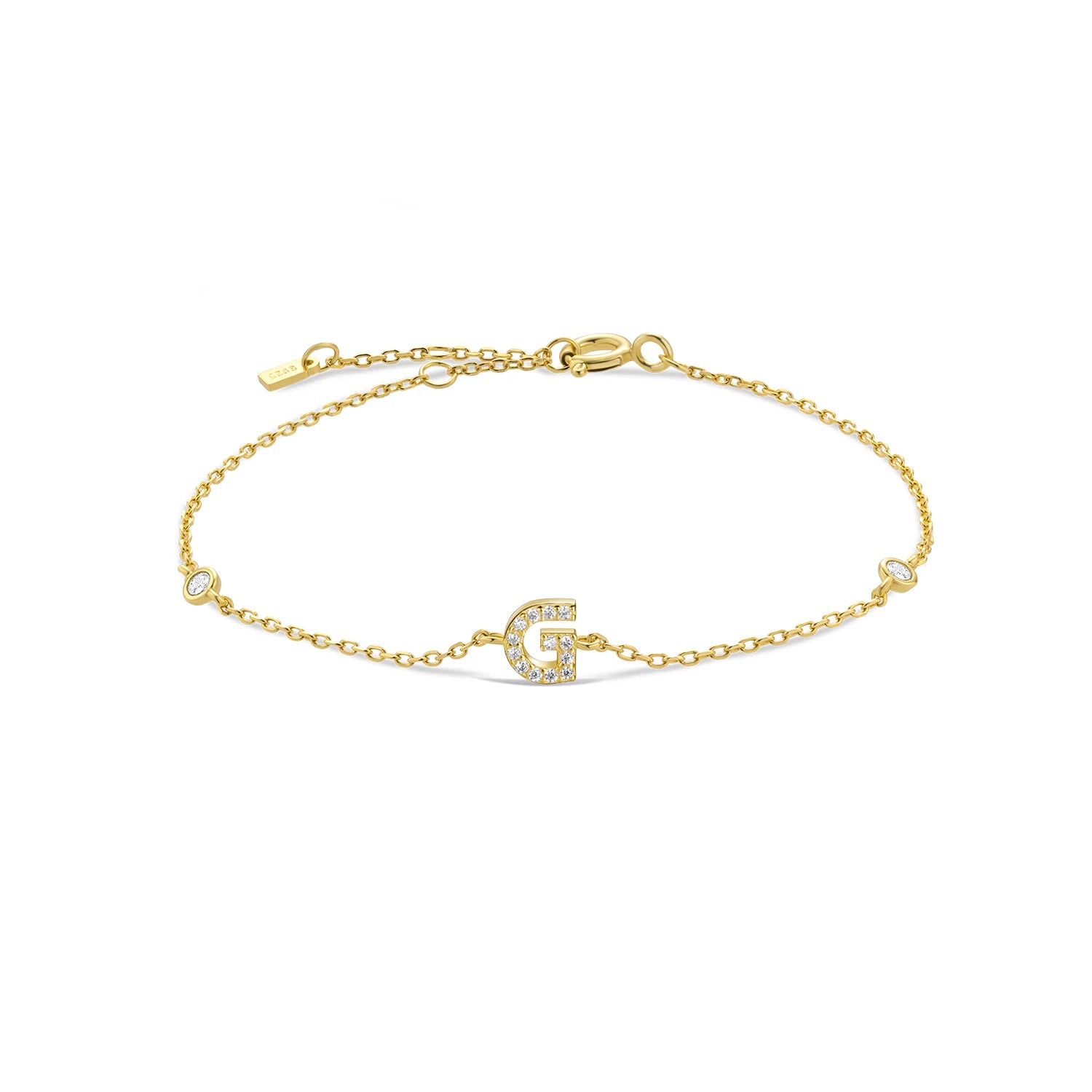 925 Silver Initial Zircon Bracelet