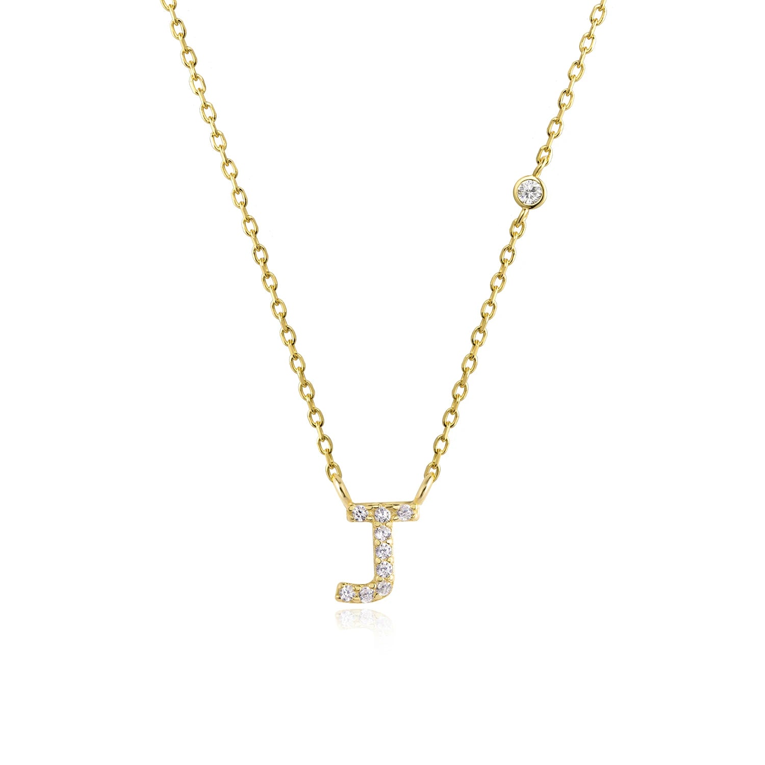 925 Silver Zircon Initial Necklace