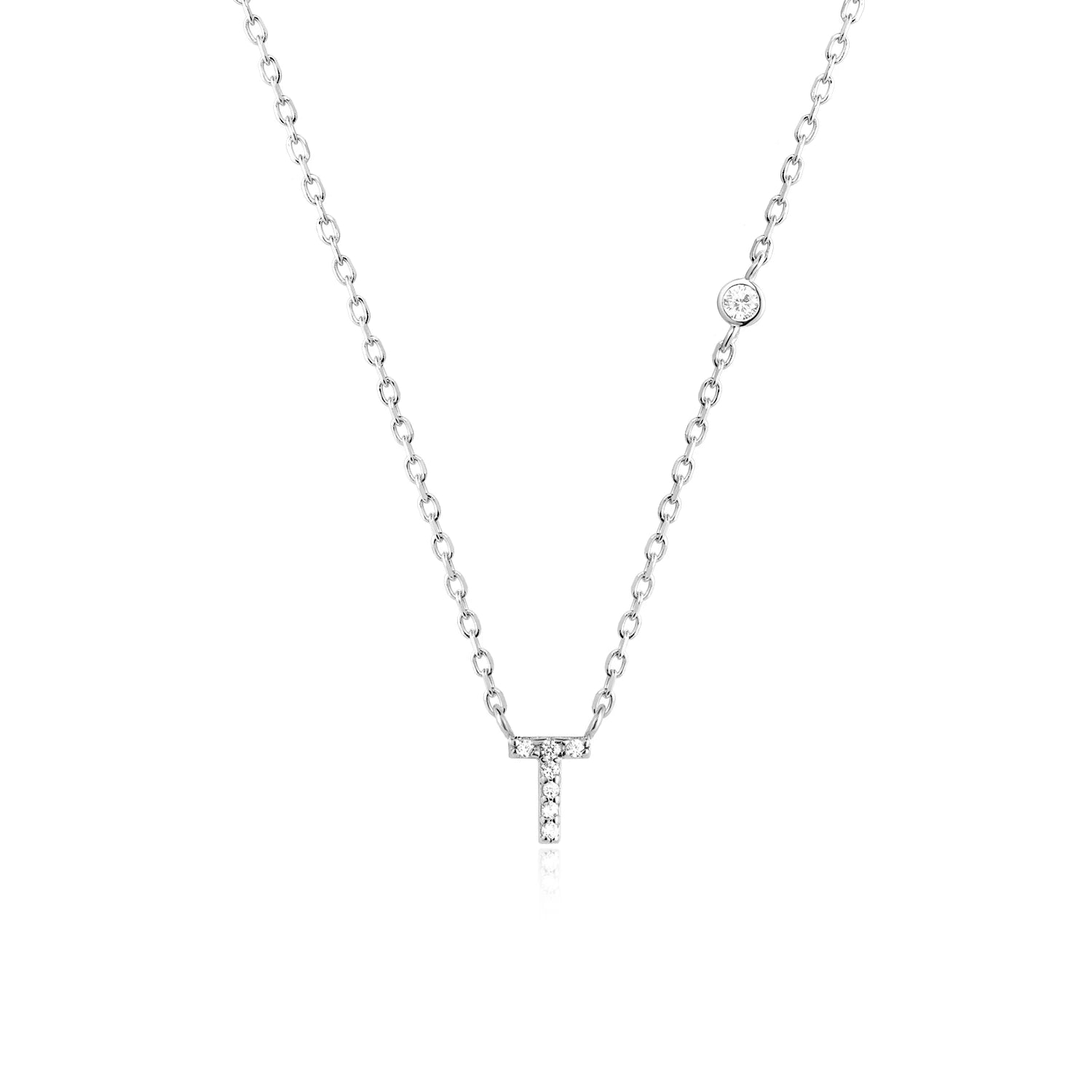 925 Silver Zircon Initial Necklace