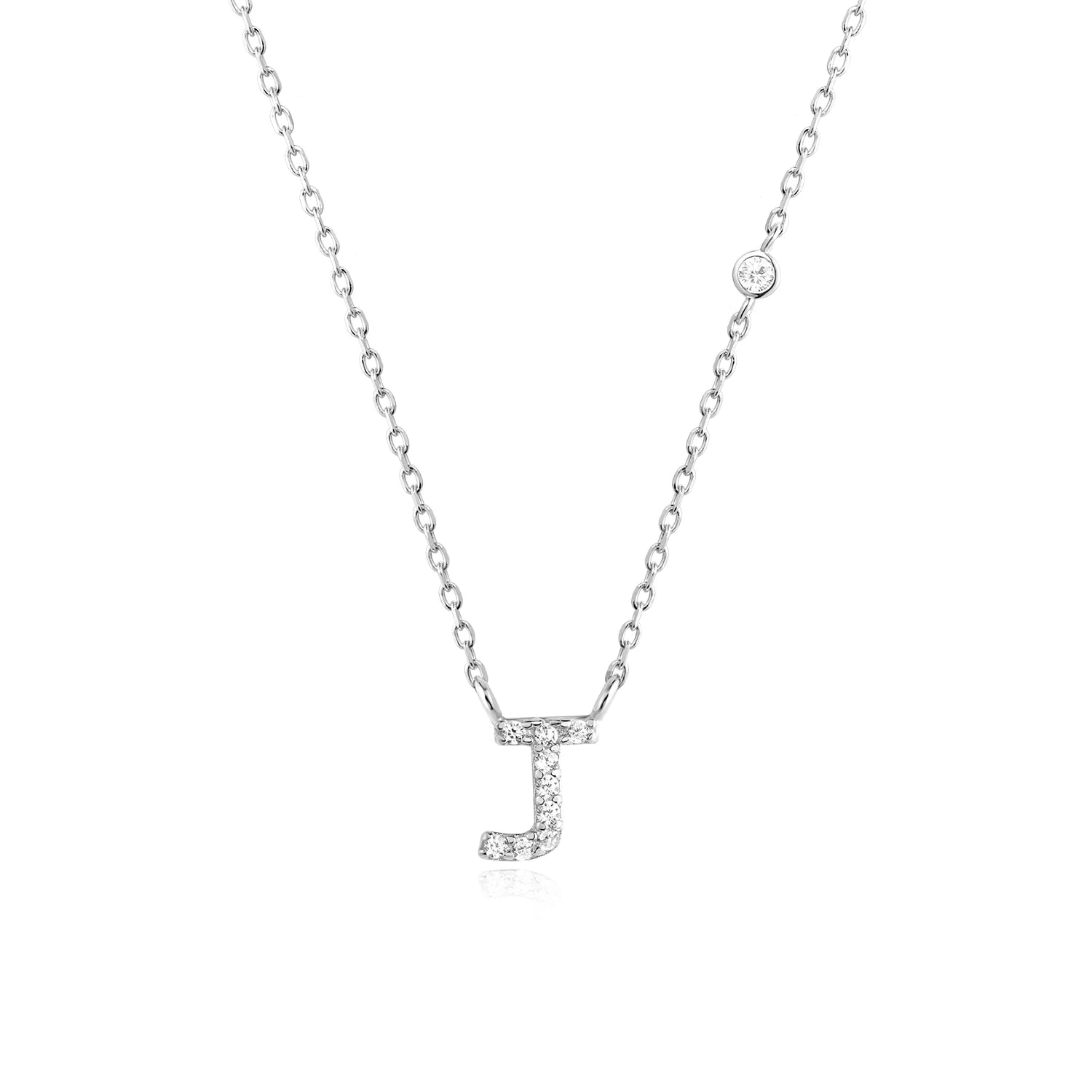 925 Silver Zircon Initial Necklace