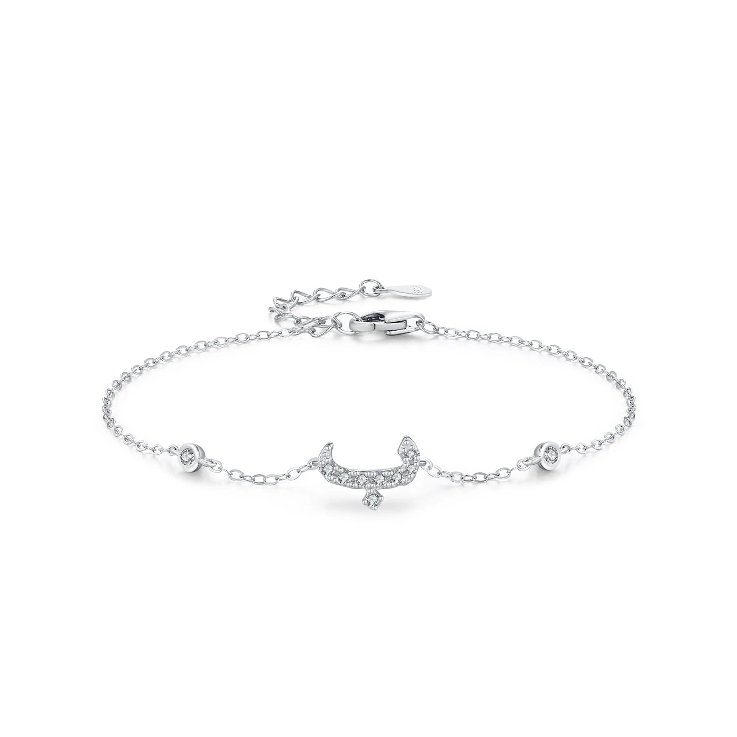 925 Sterling Silver Arabic Letter Chain Bracelet