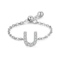 S925 Sterling Silver Initial Chain Ring