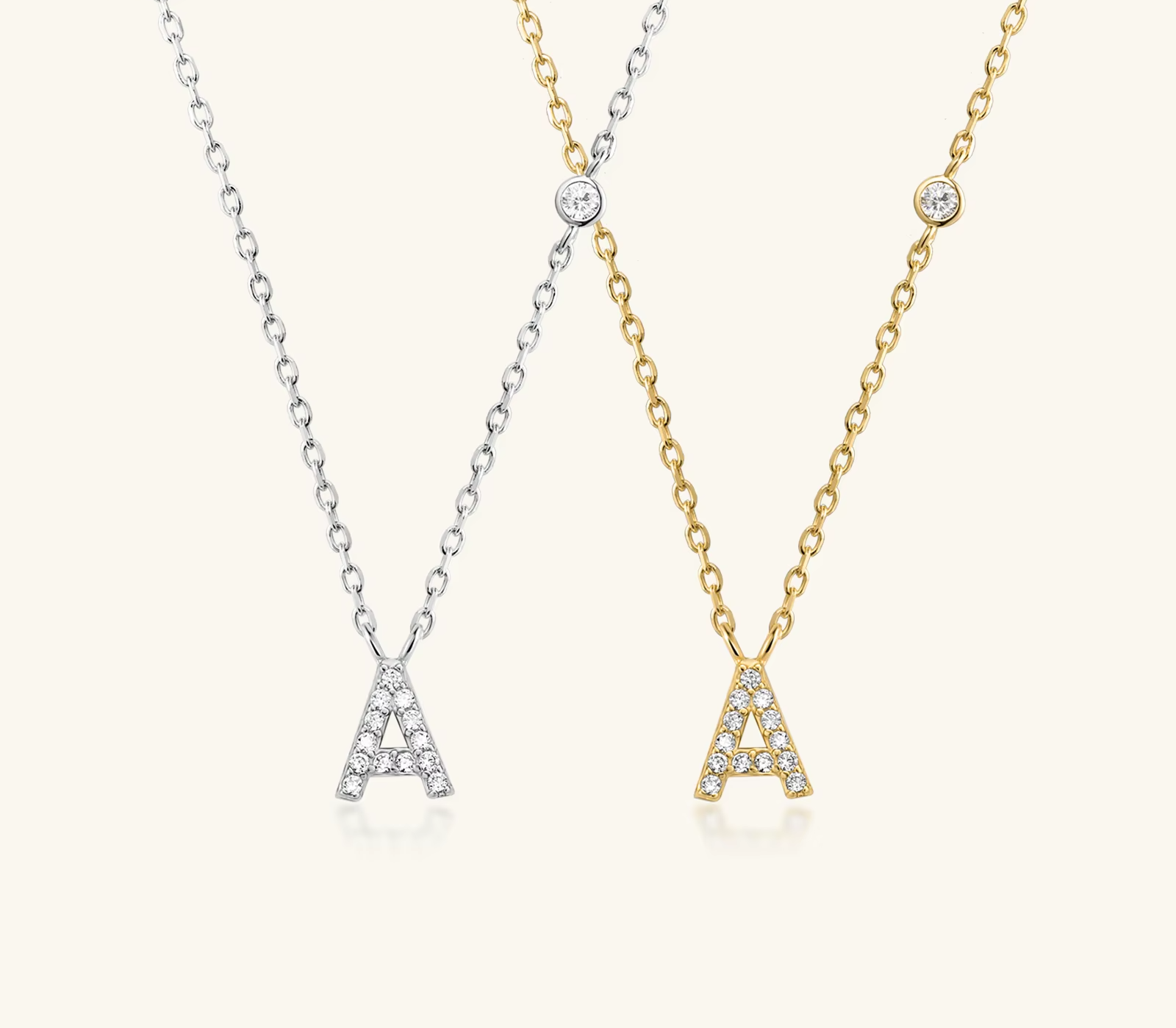 925 Silver Zircon Initial Necklace