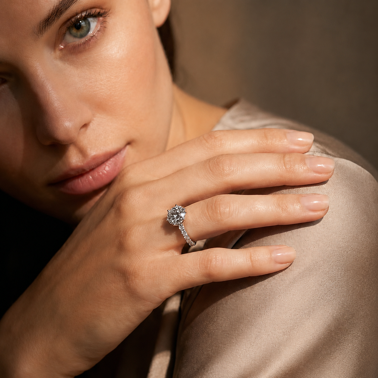 3 Carat VVS Moissanite Solitaire Ring in Sterling Silver